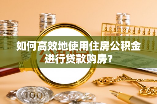 太和如何高效地使用住房公积金进行贷款购房？